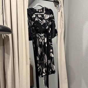 Elegant Black and White Floral Dress